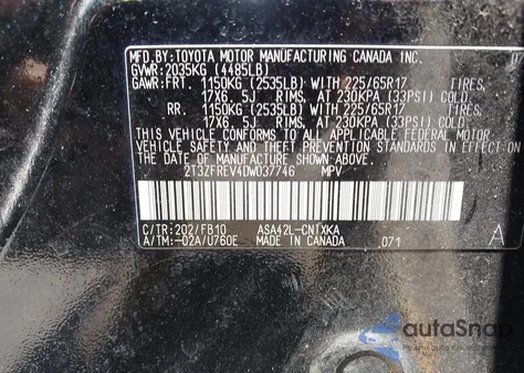 2013 Toyota Rav4 Le z USA, uszkodzony, nr VIN 2T3ZFREV4DW037746